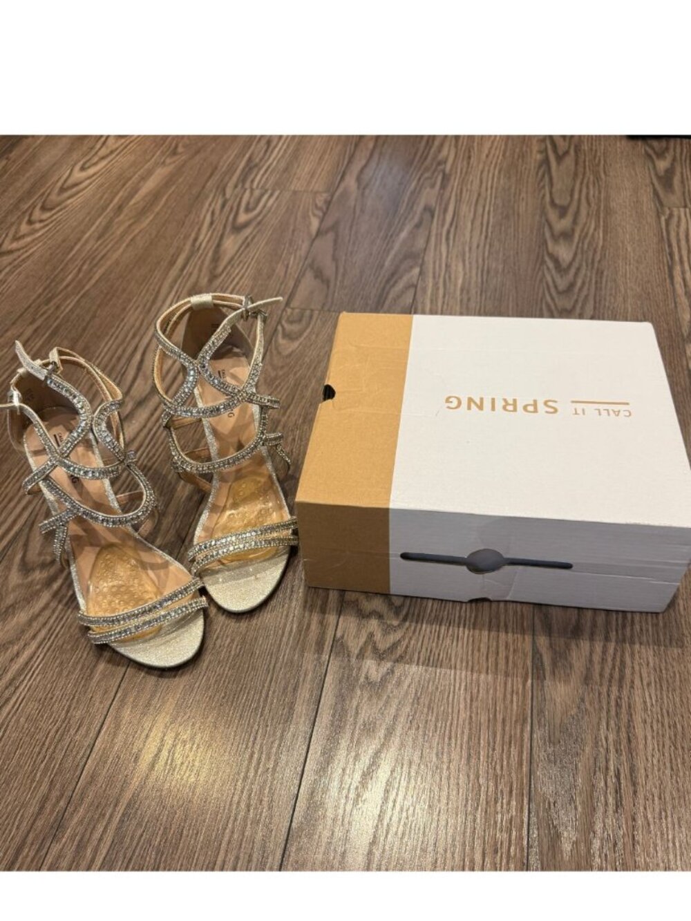 Call It Spring Silver Rhinestone Cage Heels - Size 8.5 (With Box) - Picture 11 of 12